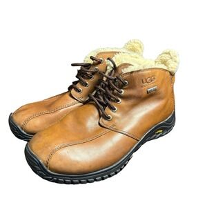 UGG Australia Gore-Tex Brown Leather Chukka Boots Mens 10 Sheepskin Vibram Sole